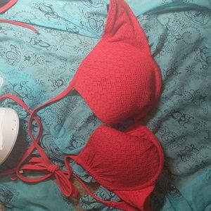H & M Bra with Dangling Jewel Size 34B Bright Red.